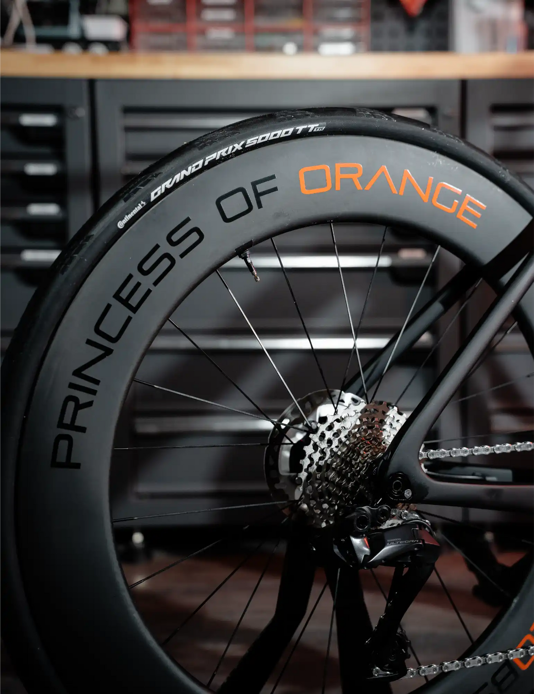 Princess of Orange road bike wheel close-up