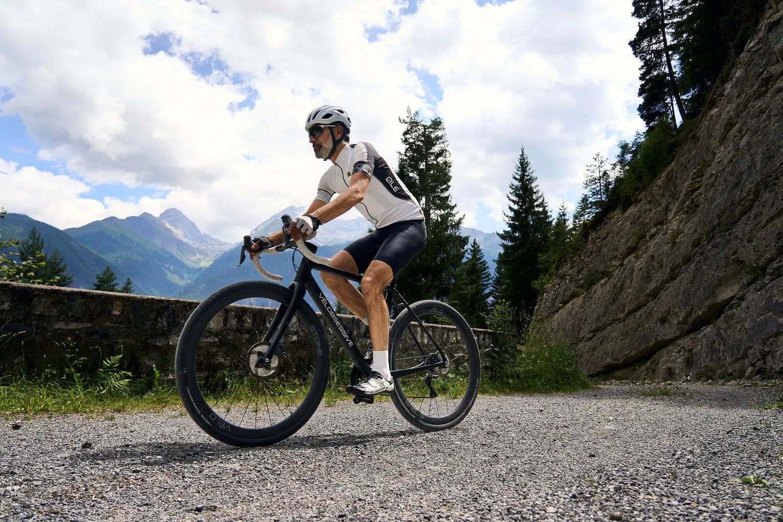 Road cyclist on a Vélobsessive bike outdoors