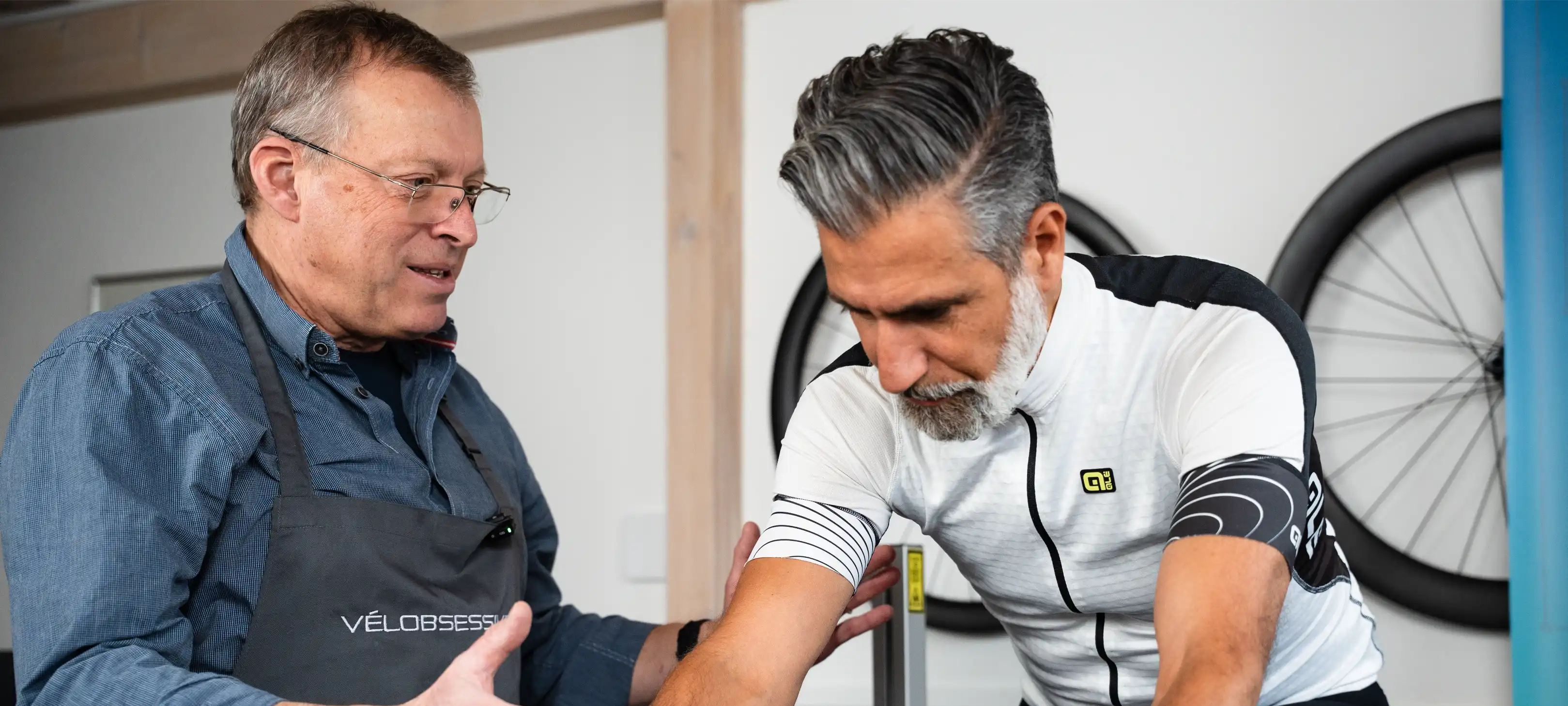 Cyclist being measured at Vélobsessive Bike Fitting