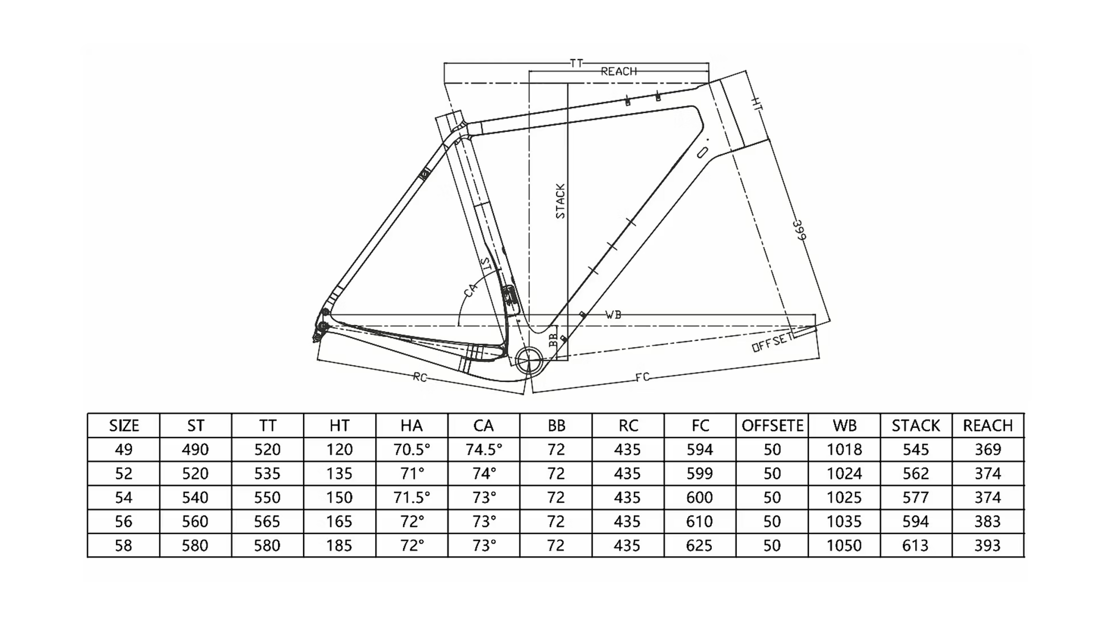Cobblestone gravel bike geometry diagram